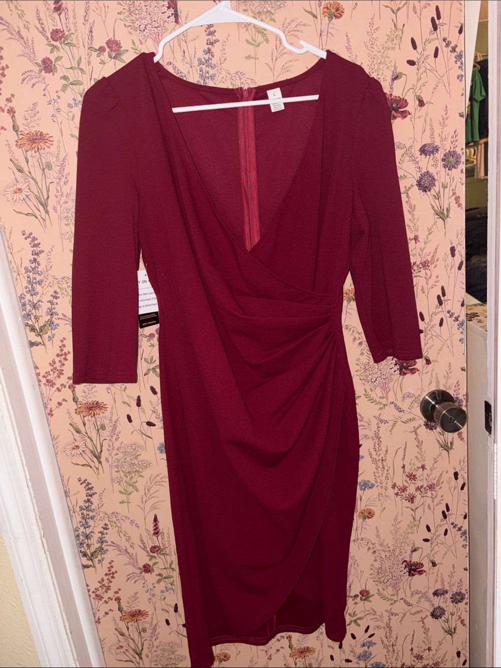 Lulu's Wine-Red Wrap Midi Dress
